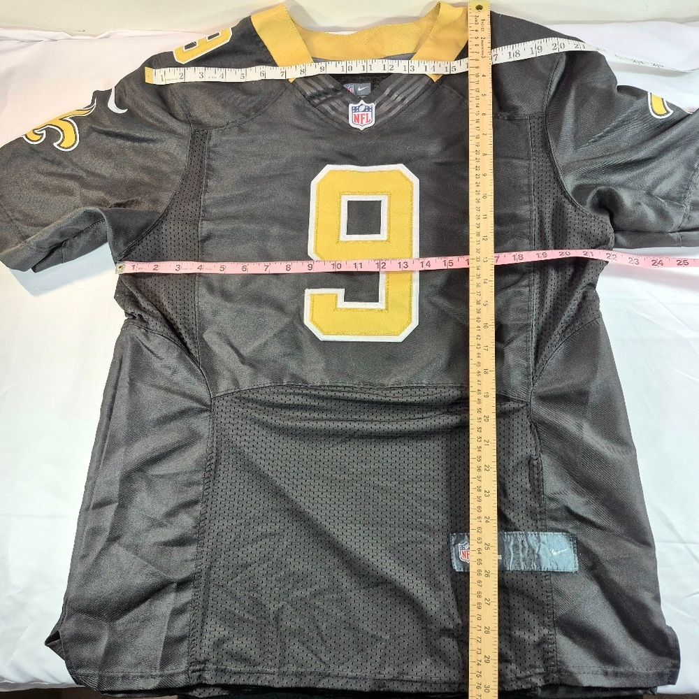 New Orleans Saints Nike Drew Brees #9 NFL Game Football Jersey Black Gold 44 XL - Picture 6 of 9